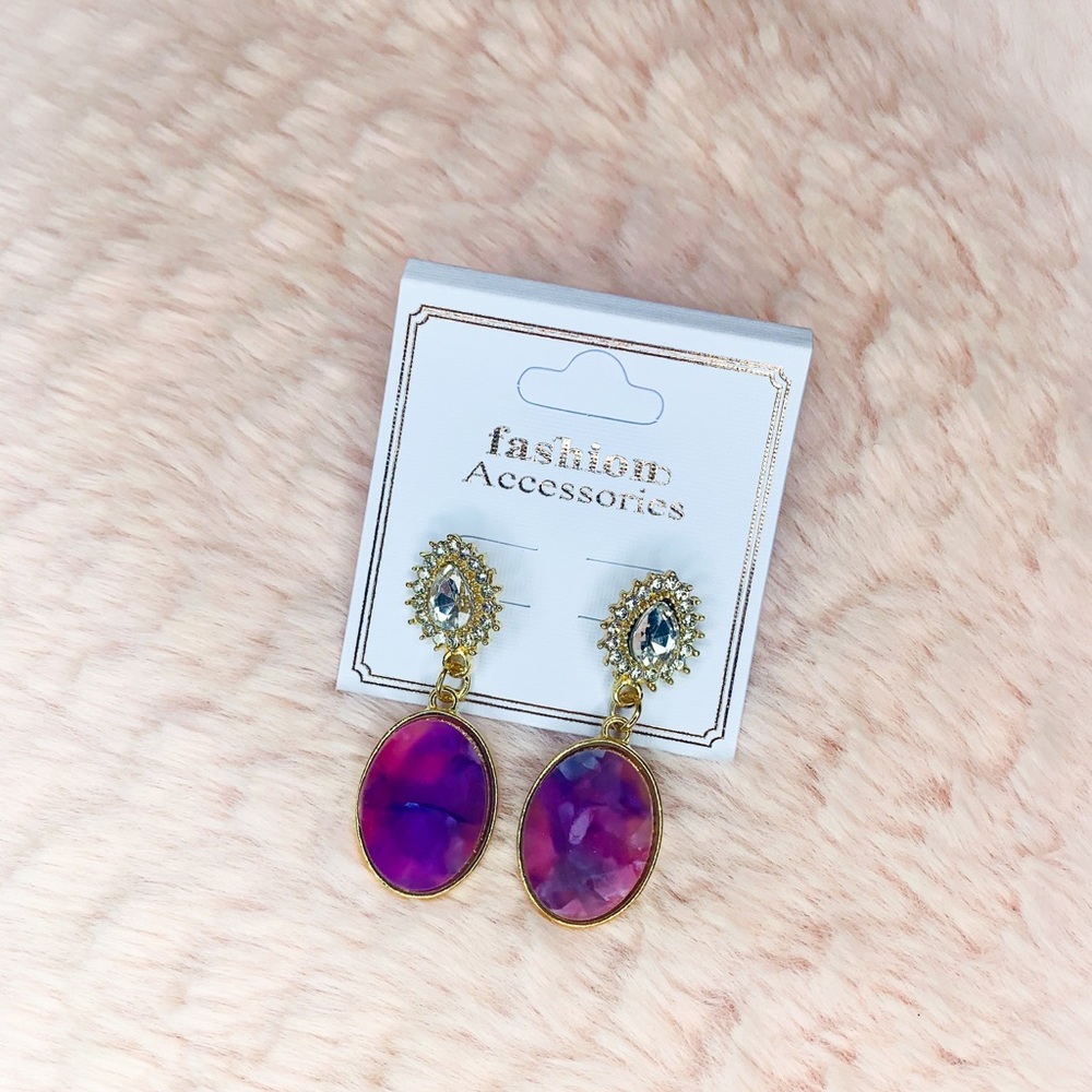 Opal Stone Dangle Earrings